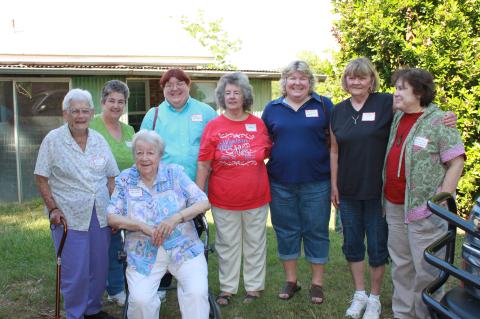 Pauline Ruth Patterson, Christie Bryant, Susan Quisenberry, Marilyn Morris, Connie Heath, Janette Cox, Janice Pinney and Pauline Speer reunite in 2010 in Elgin as the children of nurses from the 16th Field Hospital during World War II. Courtesy photo