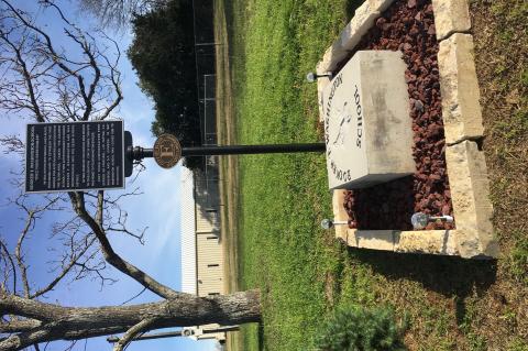 A marker for Washington School’s original location is located at Madison and Houston streets in Elgin. Washington School, now known as Booker T. Washington Elementary School, is located at 510 Martin Luther King Blvd. Learn more about Black history in Elgin Texas with a self-guided tour found at https://www.elgintexas.gov/DocumentCenter/View/3658/Elgin-Texas-Black-History-Self-Guided-Tour-.   Photo by Amy Miller
